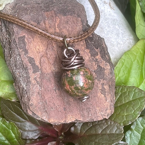 5 For $25💫Wrapped Unakite Stone Pendant Necklace - Picture 4 of 6